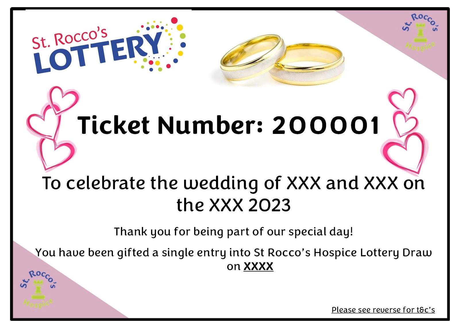 Wedding Single Tickets 